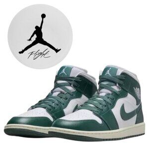 Nike Air Jordan 1 Mid Women's Size 10.5 White Oxidized Green Sail 022025